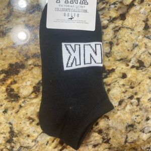 Victoria's Secret Black Ankle Socks with White Logo